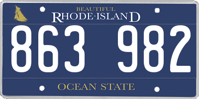 RI license plate 863982