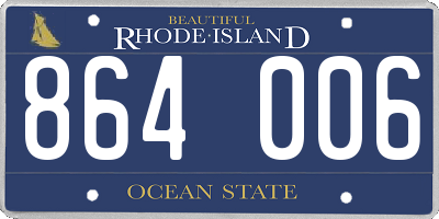 RI license plate 864006