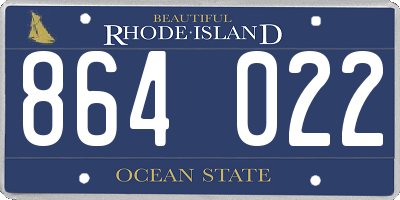 RI license plate 864022