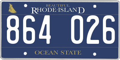 RI license plate 864026