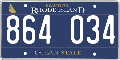 RI license plate 864034