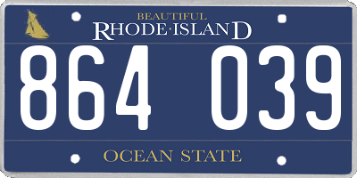 RI license plate 864039