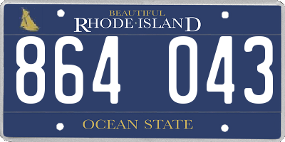 RI license plate 864043
