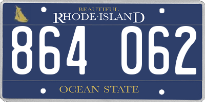 RI license plate 864062