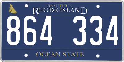 RI license plate 864334