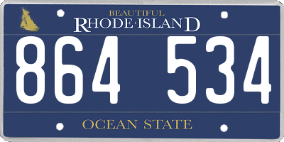 RI license plate 864534