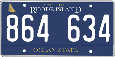 RI license plate 864634