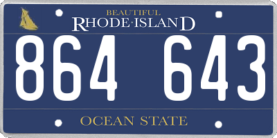 RI license plate 864643