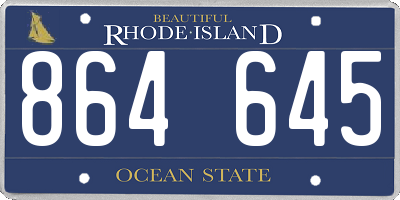 RI license plate 864645