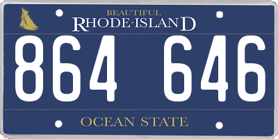 RI license plate 864646