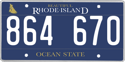 RI license plate 864670