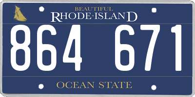 RI license plate 864671