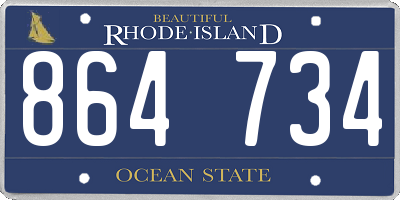 RI license plate 864734