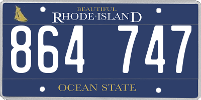 RI license plate 864747