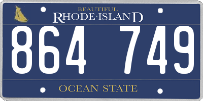 RI license plate 864749