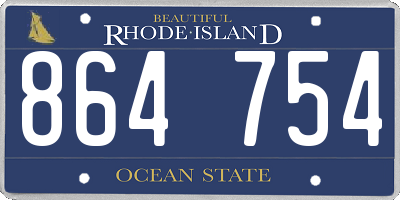 RI license plate 864754
