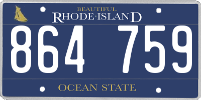 RI license plate 864759