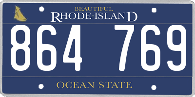 RI license plate 864769