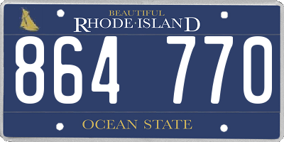 RI license plate 864770