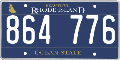 RI license plate 864776