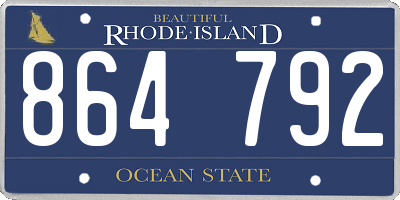 RI license plate 864792