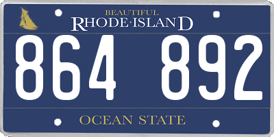 RI license plate 864892