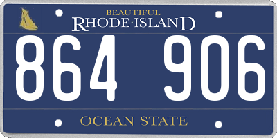 RI license plate 864906
