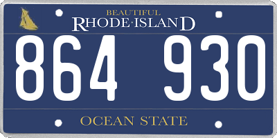 RI license plate 864930
