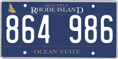 RI license plate 864986