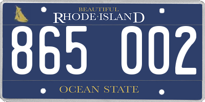 RI license plate 865002