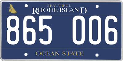 RI license plate 865006