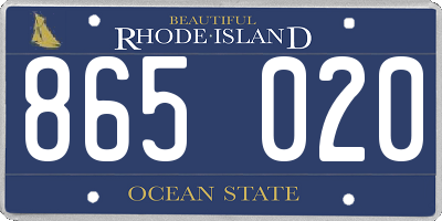 RI license plate 865020