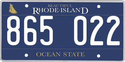 RI license plate 865022