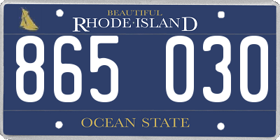 RI license plate 865030