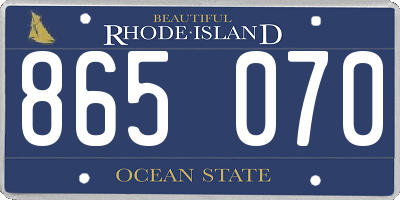 RI license plate 865070