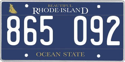 RI license plate 865092