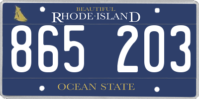 RI license plate 865203