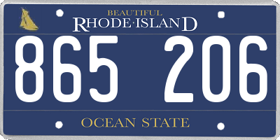 RI license plate 865206