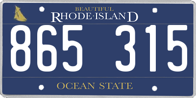RI license plate 865315