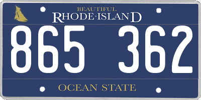 RI license plate 865362