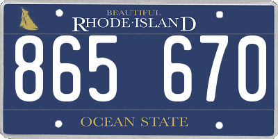 RI license plate 865670