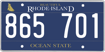 RI license plate 865701