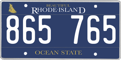 RI license plate 865765