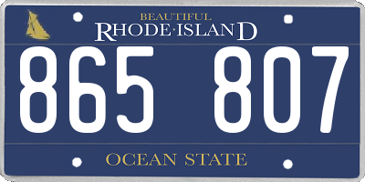 RI license plate 865807
