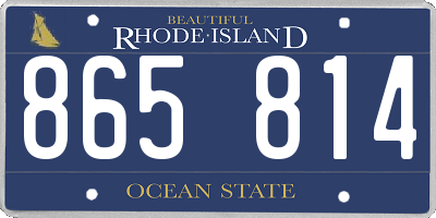 RI license plate 865814