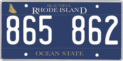 RI license plate 865862