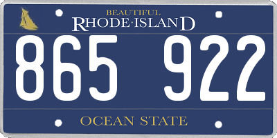RI license plate 865922