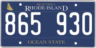 RI license plate 865930