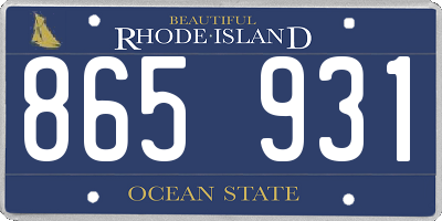 RI license plate 865931