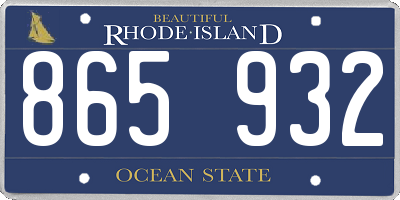 RI license plate 865932